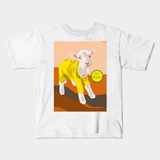 Yellow Jumper Lamb Design. Go Vegan! Kids T-Shirt